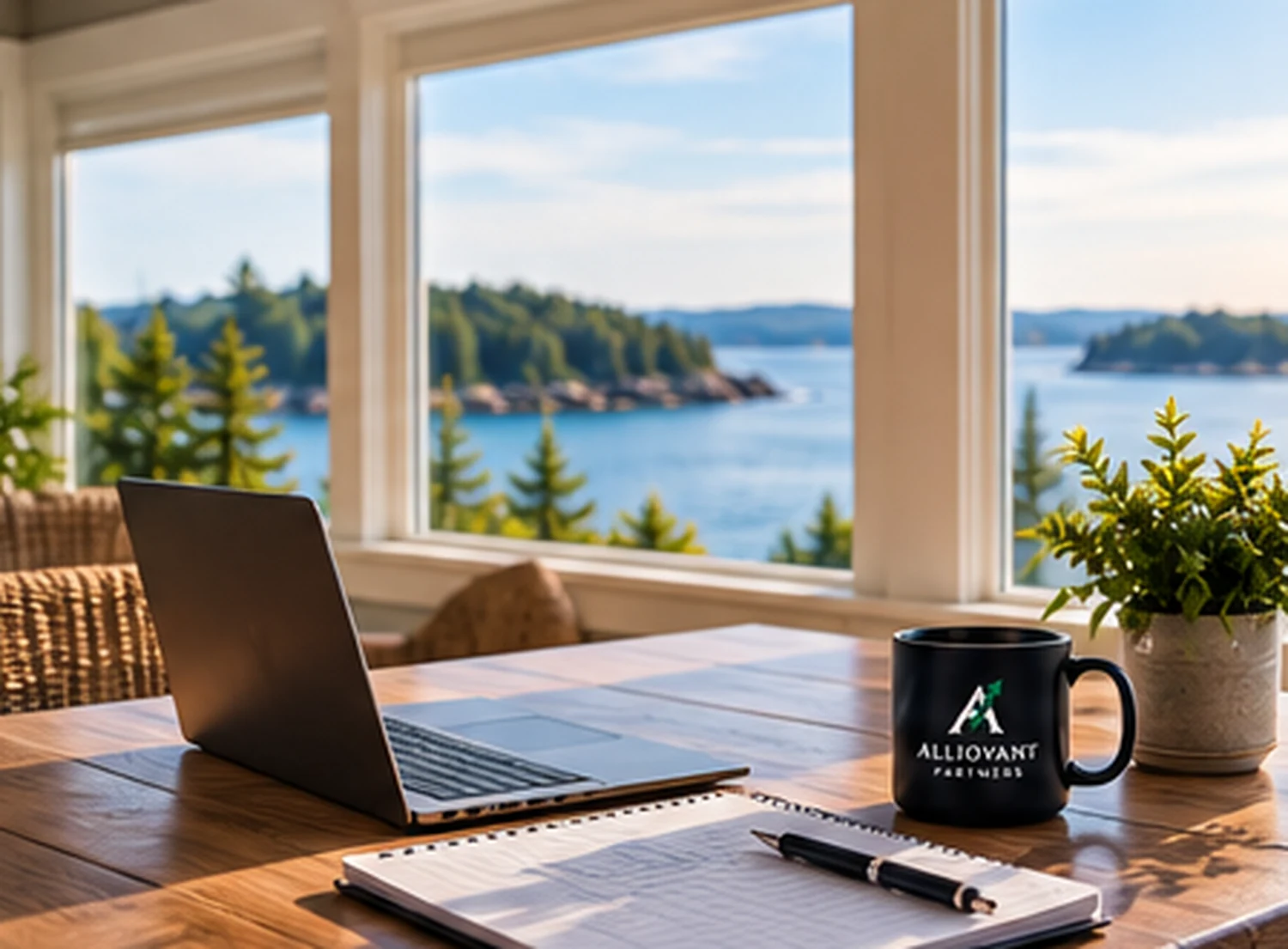 Workspace with laptop and planning materials